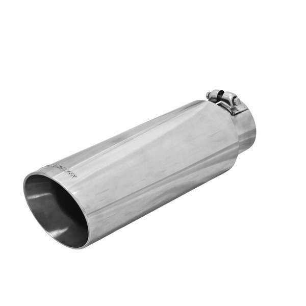 Flowmaster EXHAUST TIP, LOGO EMBOSSED POLISHED STAINLESS, DOUBLE WALL, ANGLE CUT,  15398